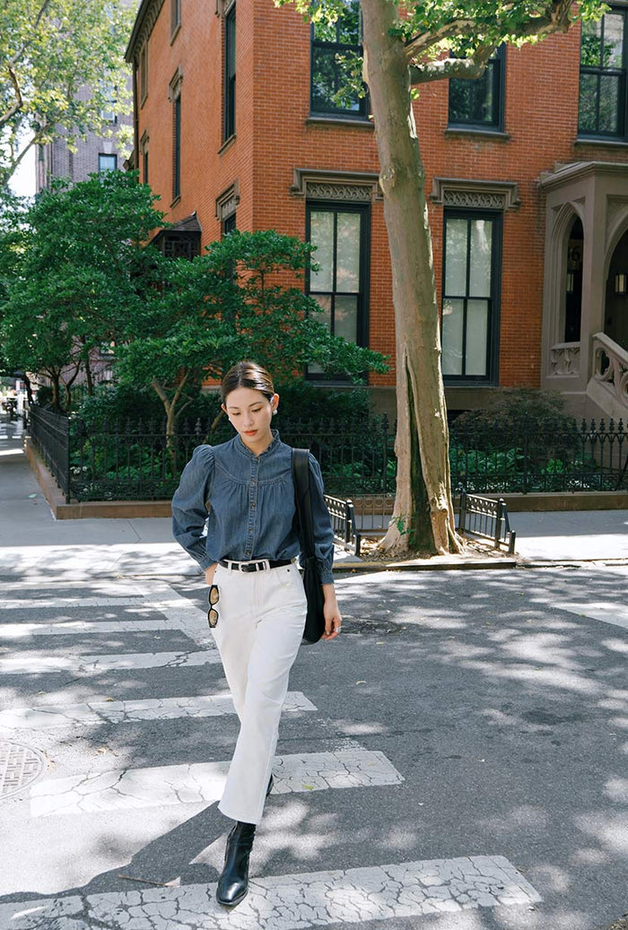 Petite Studio's Bentley Straight Cropped Jeans in White