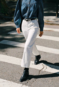 Petite Studio's Bentley Straight Cropped Jeans in White