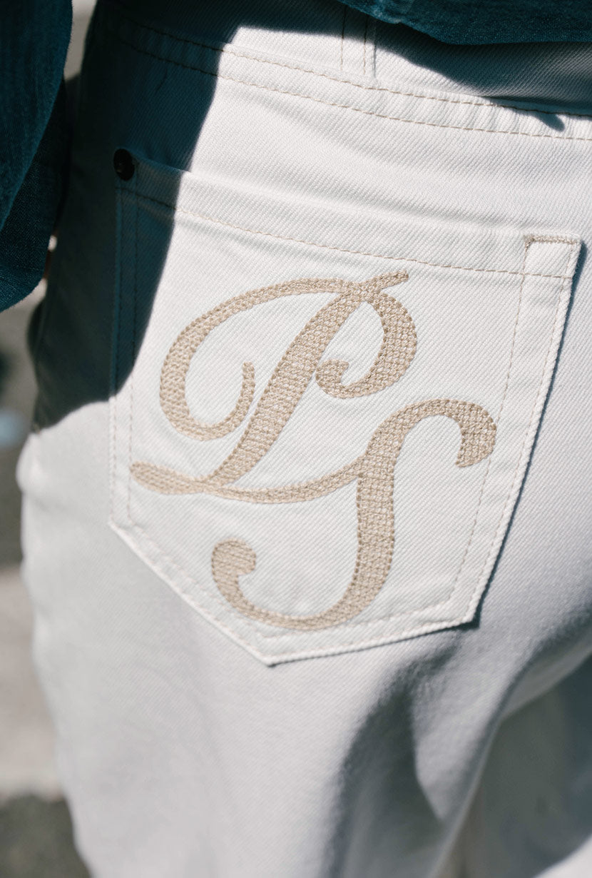 Petite Studio's Bentley Straight Cropped Jeans in White