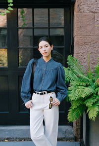 Petite Studio's Bethany Denim Blouse in Indigo