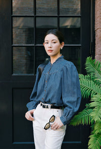 Petite Studio's Bethany Denim Blouse in Indigo