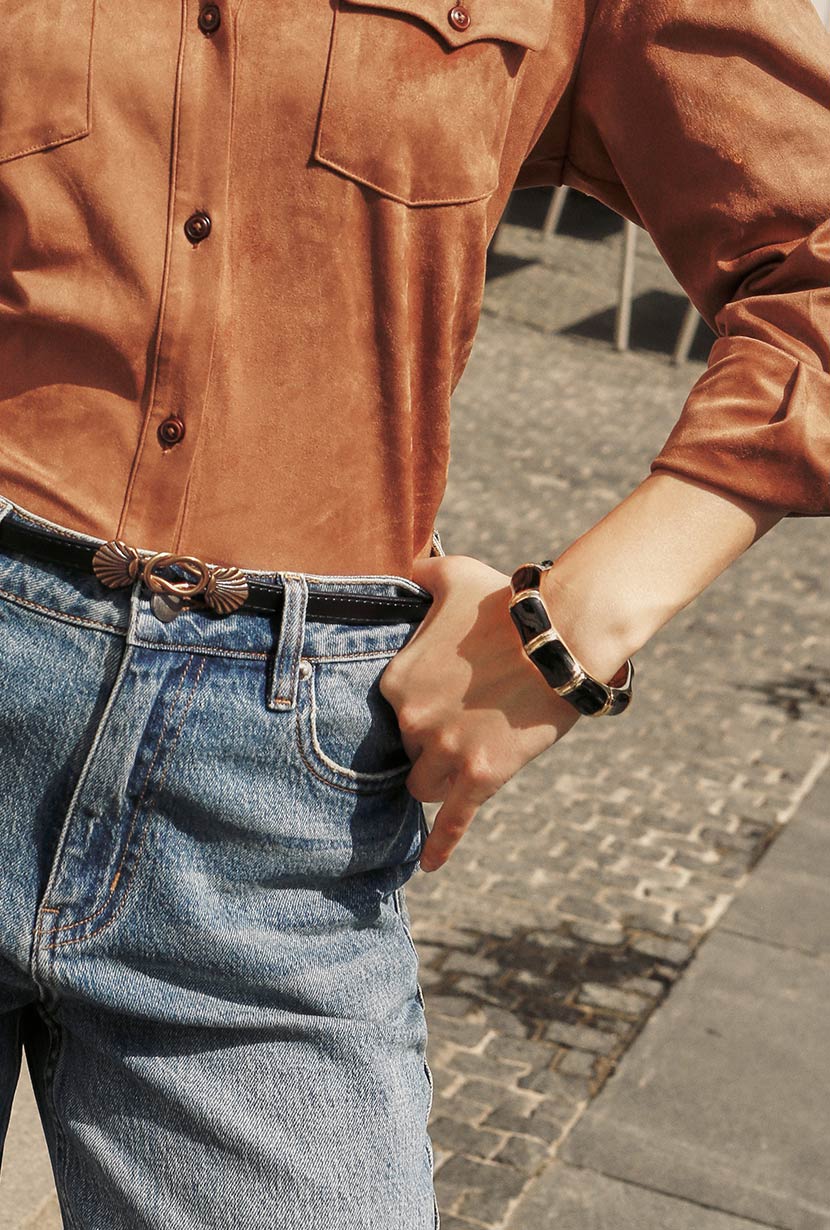 Petite Studio's Black and Gold Bamboo Enamel Bangle