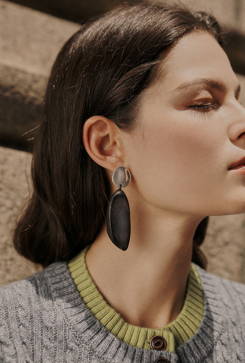 Petite Studio's Black and Metallic Drop Earrings