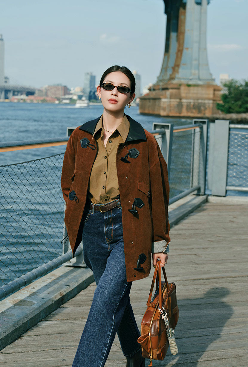 Petite Studio's Bryce Corduroy Barn Jacket in Sepia