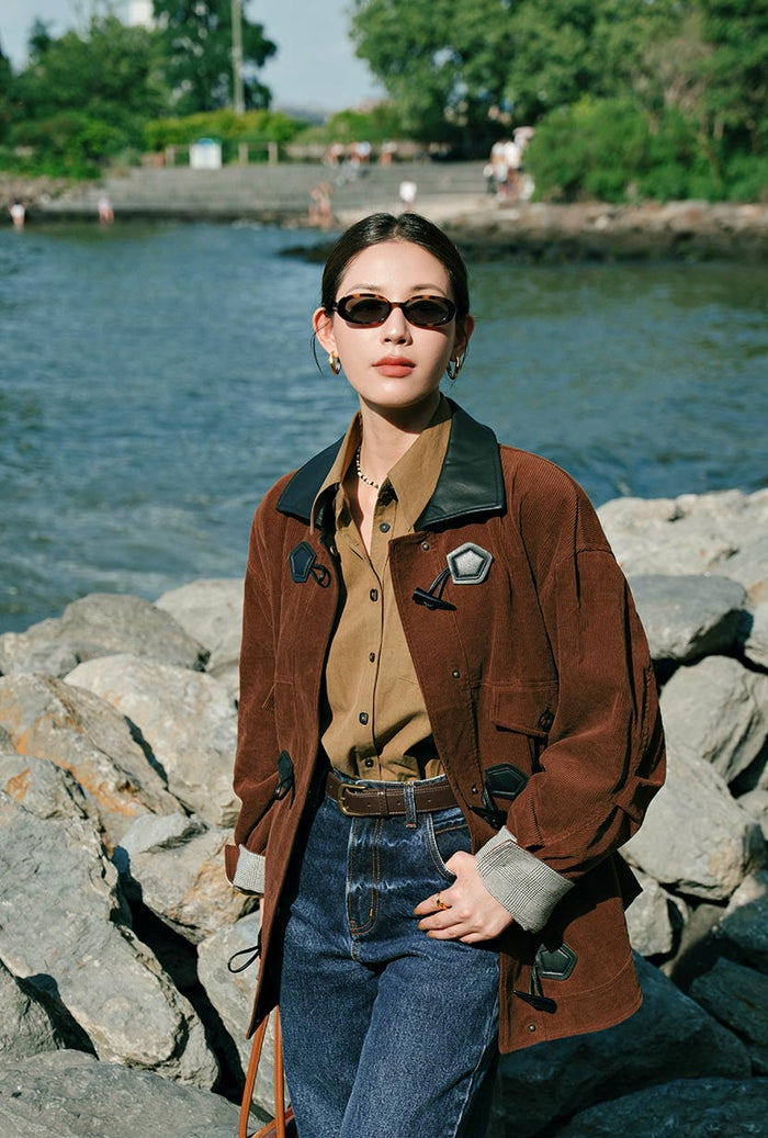 Petite Studio's Bryce Corduroy Barn Jacket in Sepia