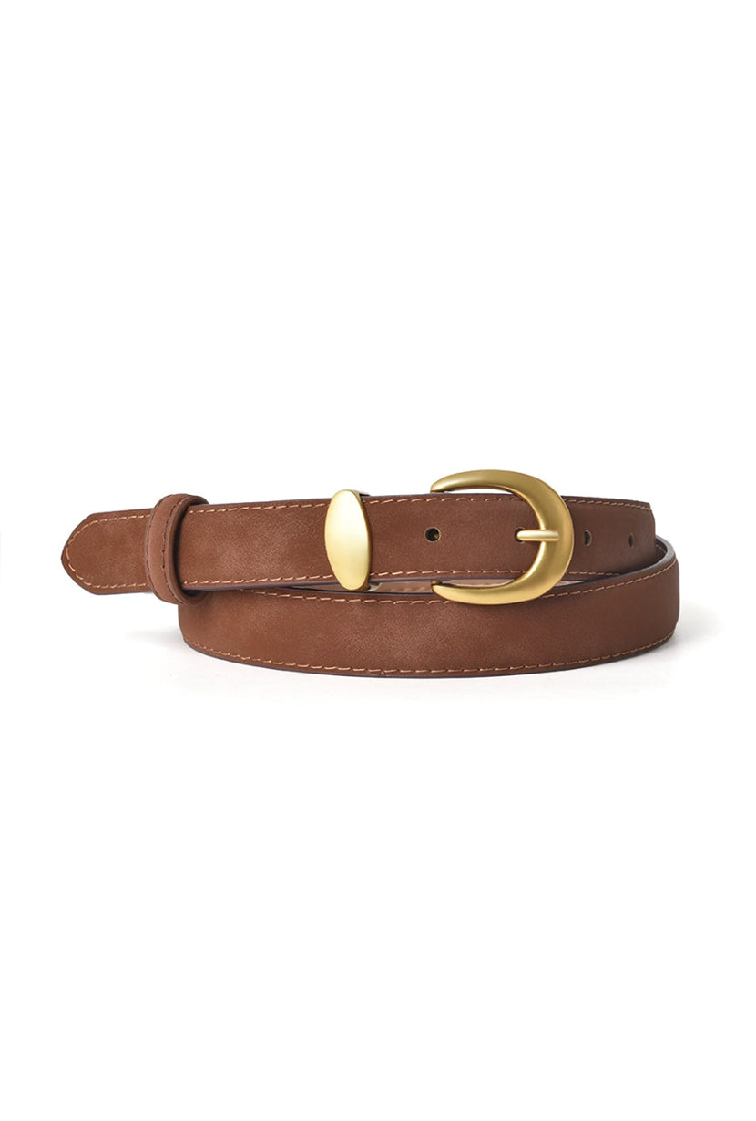 Petite Studio's Camel and Gold Frosted Leather Belt