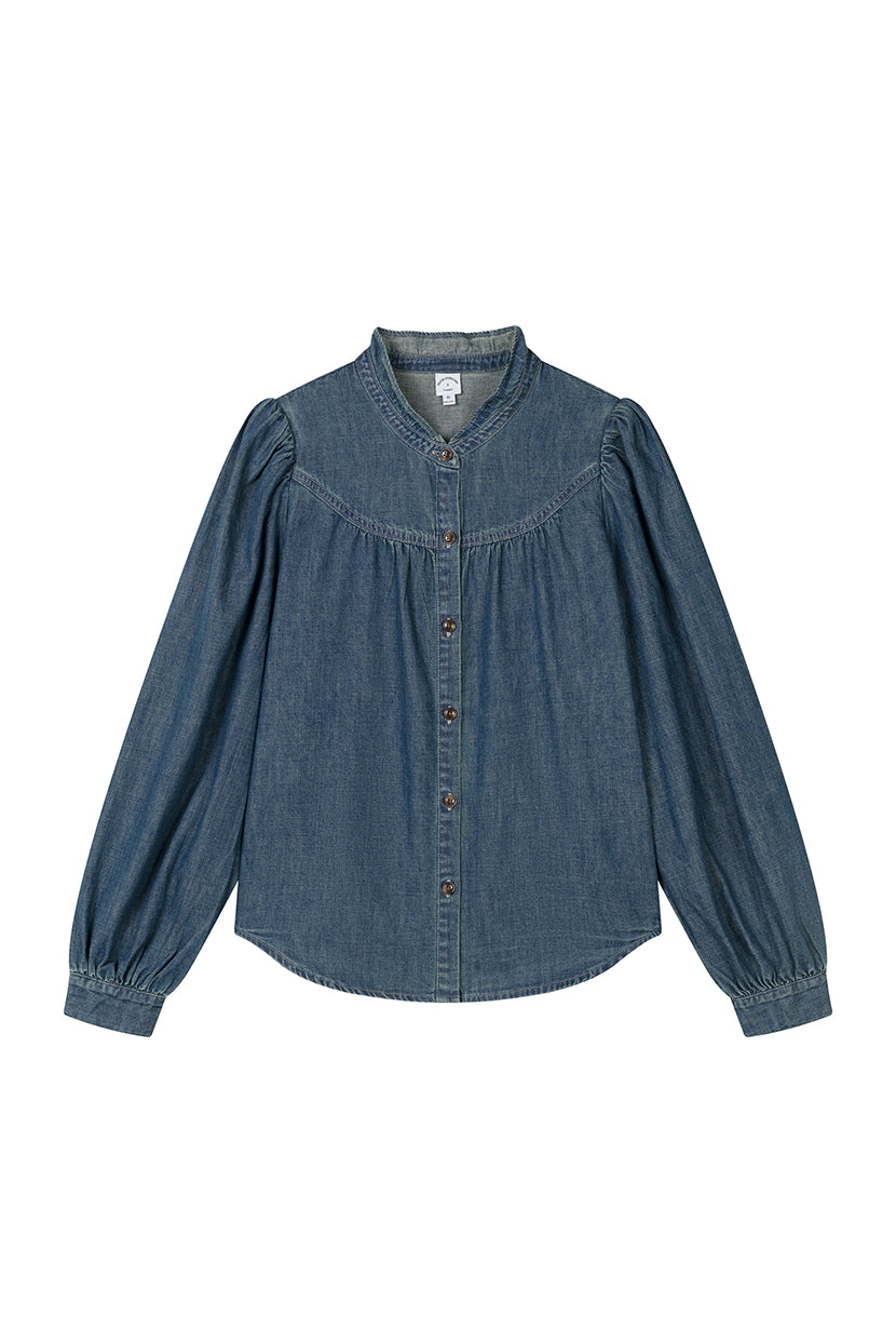 Petite Studio's Bethany Denim Blouse in Indigo