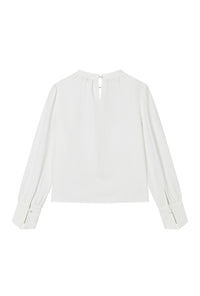 Petite Studio's Office-Appropriate Buvette Pearl Blouse in Ivory
