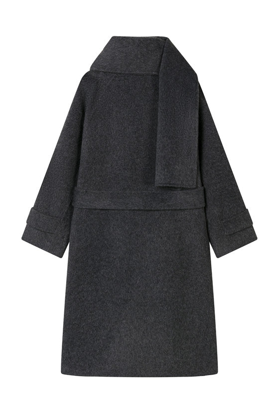 Petite Studio's Carina Wool Scarf Coat in Charcoal