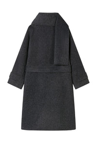 Petite Studio's Carina Wool Scarf Coat in Charcoal