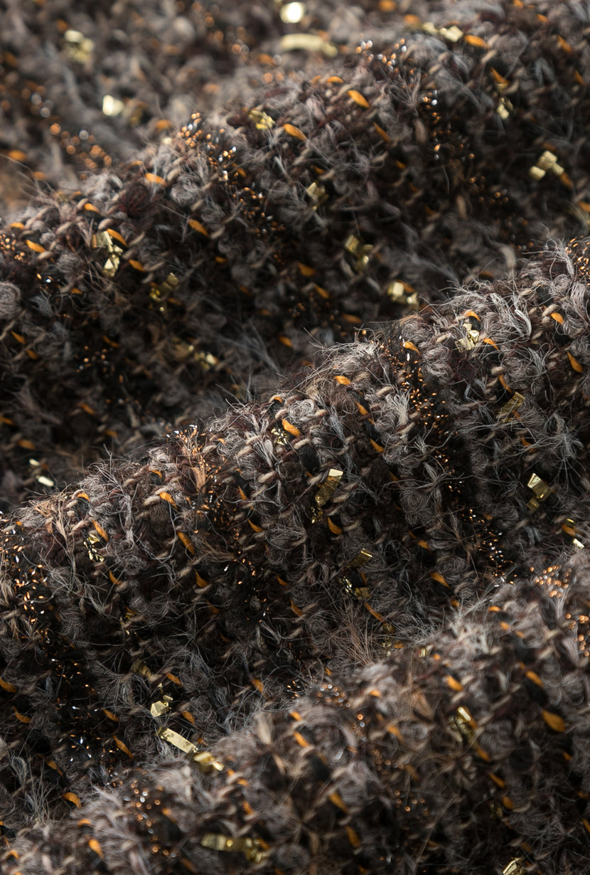 Petite Studio's Ashton Mini Wool Tweed Skirt in Charcoal