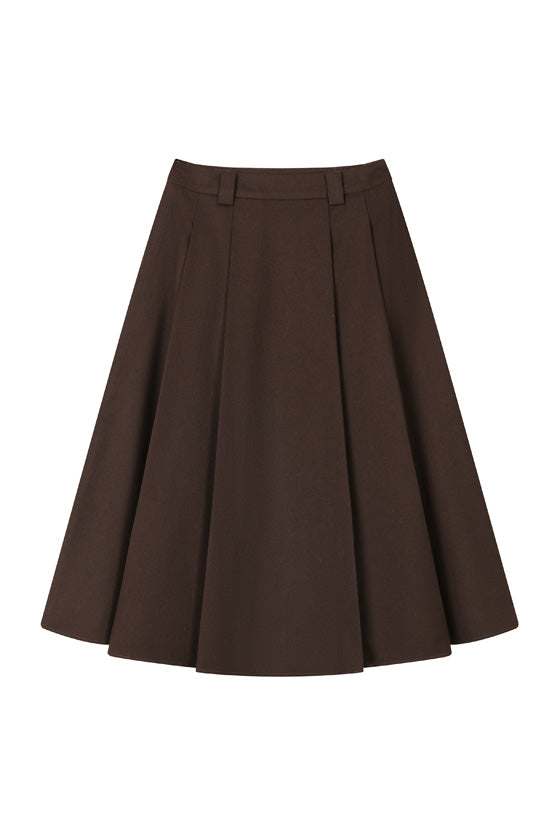 Petite Studio's Blake Wool Blend Skirt in Chocolate