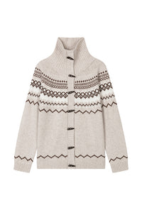 Petite Studio's Cohen Fair Isle Wool Cardigan in Beige