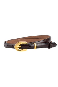 Petite Studio's Gold and Dark Brown Thin Leather Belt