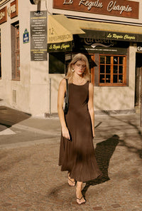 Petite Studio NYC's Gwynne Knit Dress in Warm Walnut
