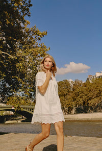 Petite Studio's Gwen Cotton Eyelet Dress in Ivory