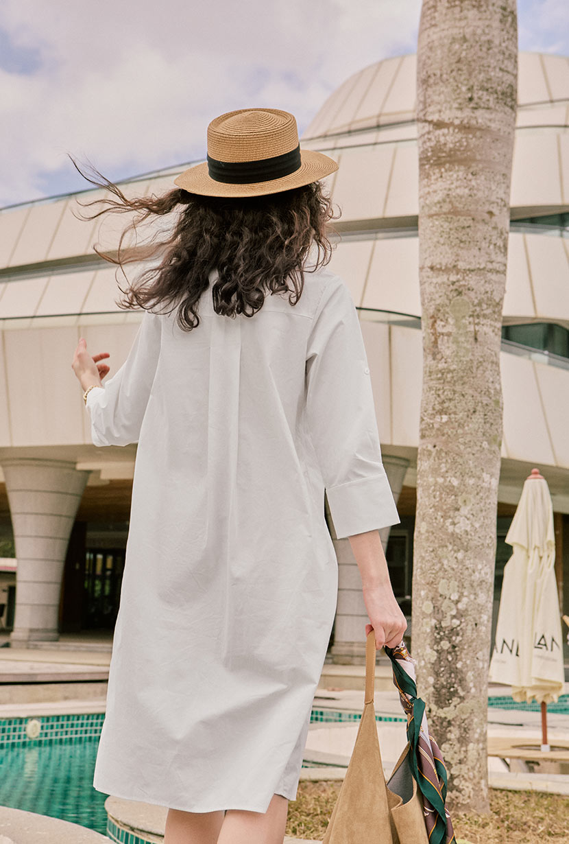 Petite Studio's Miles Cotton Midi Dress in White