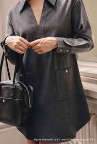 Petite Studio's Abby Wool Blend Dress in Charcoal