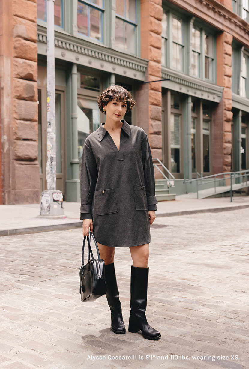 Petite Studio's Abby Wool Blend Dress in Charcoal