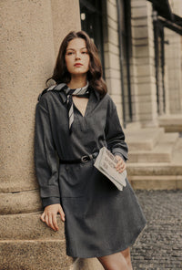 Petite Studio's Abby Wool Blend Dress in Charcoal