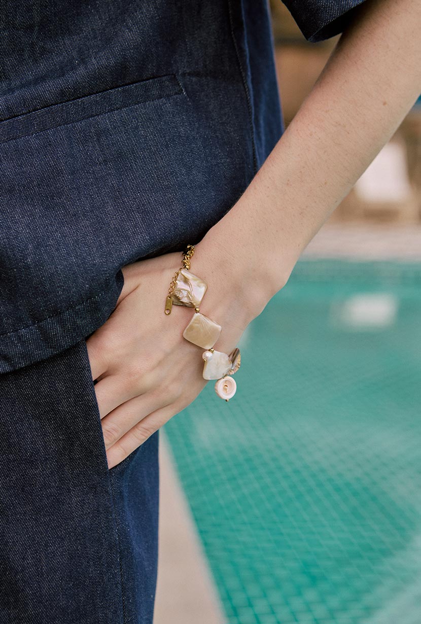 Mother of Pearl Ocean Charm Bracelet