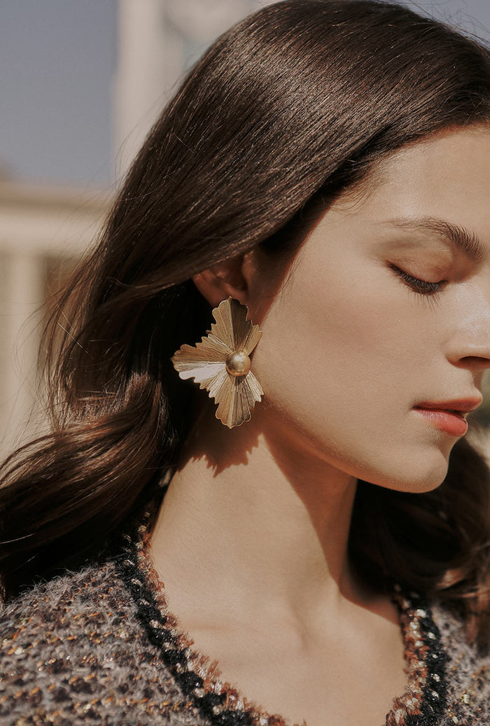 Petite Studio's Oversized Vintage Gold Leaf Earrings