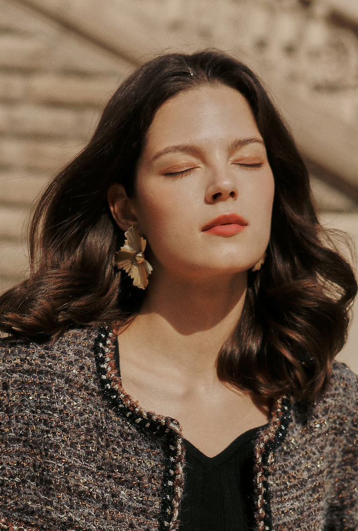Petite Studio's Oversized Vintage Gold Leaf Earrings
