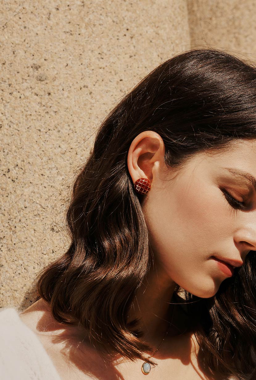 Petite Studio's Red Vintage Enamel Stud Earrings