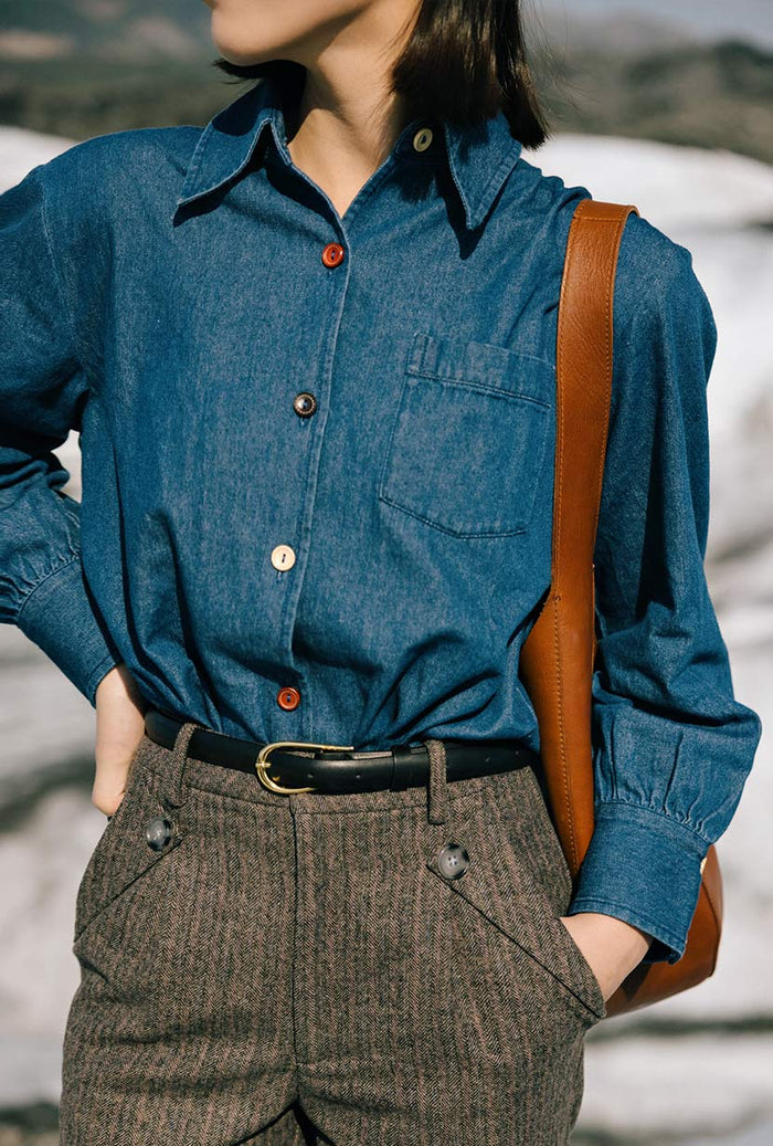 Petite Studio's Vincent Blouse in Denim Blue