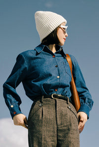 Petite Studio's Vincent Blouse in Denim Blue