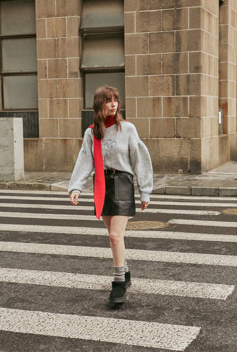 Petite Studio's Deidre Mohair Sweater in Cool Grey