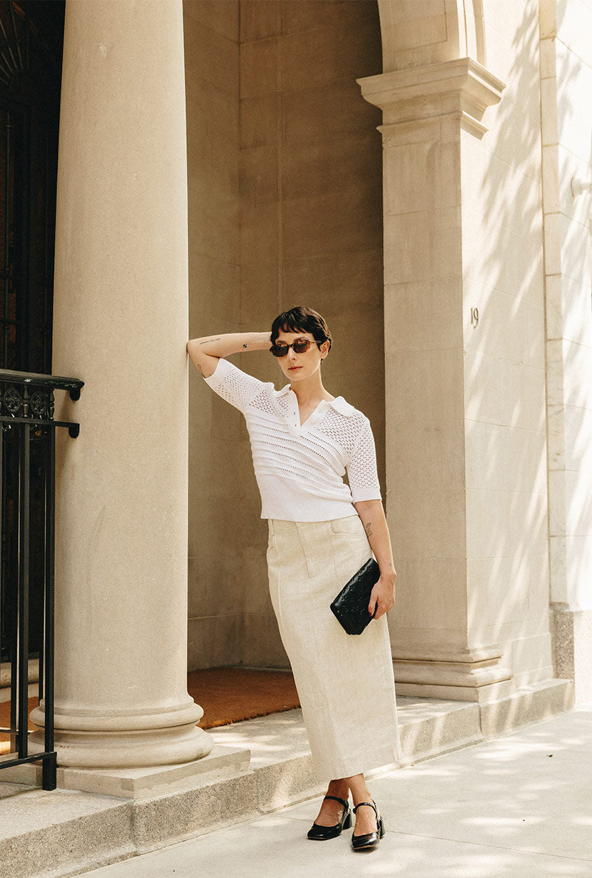 Measurements for Shea Cotton Blend Knit Top in White