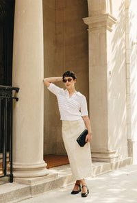 Measurements for Shea Cotton Blend Knit Top in White