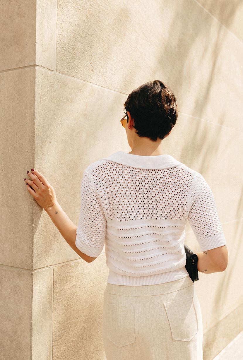 Measurements for Shea Cotton Blend Knit Top in White