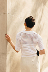 Measurements for Shea Cotton Blend Knit Top in White