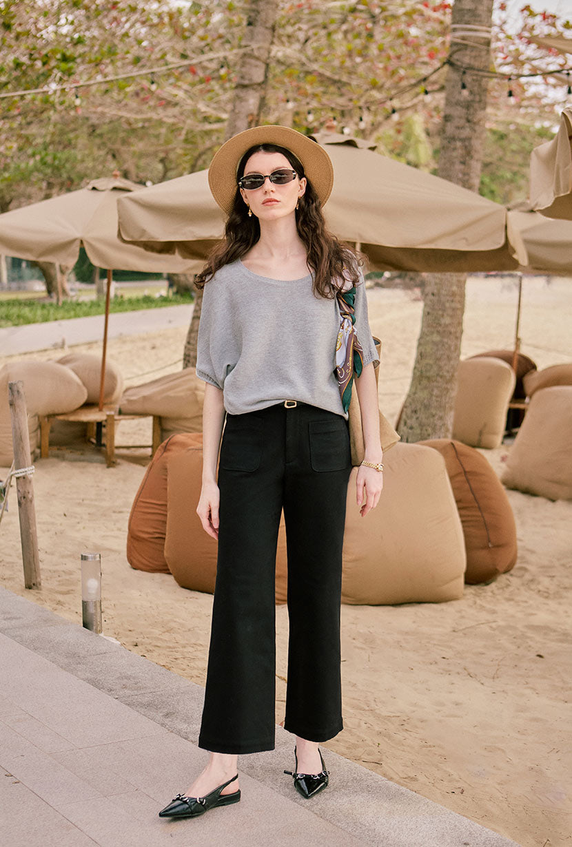 Petite Studio's Franco Cotton Knit Top in Grey