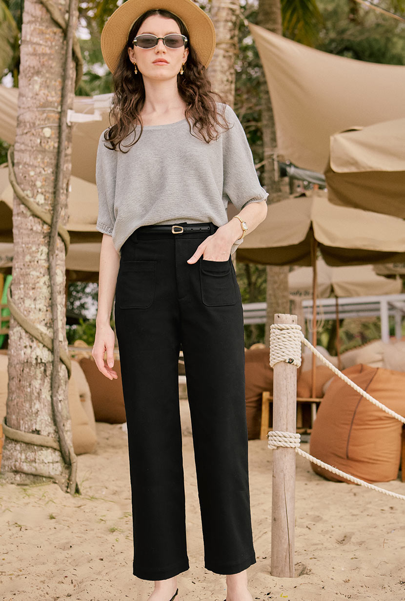 Petite Studio's Franco Cotton Knit Top in Grey