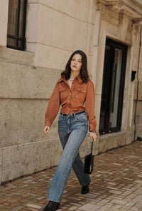 Petite Studio's Coleen Suede Shirt in Brown