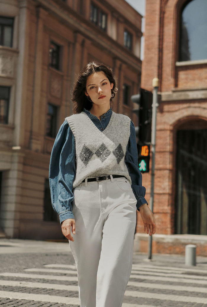 Petite Studio's Danica Knitted Alpaca Vest in Gray