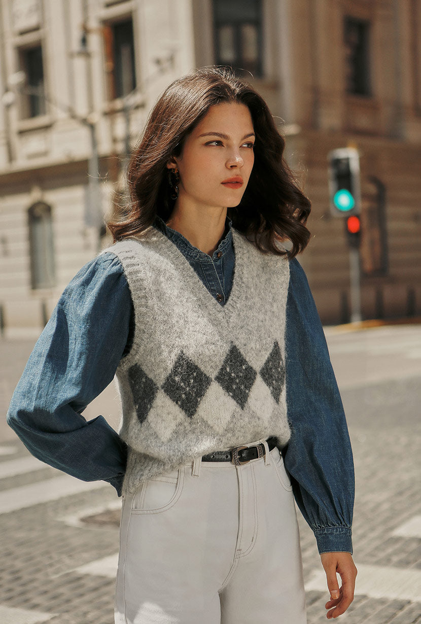 Petite Studio's Danica Knitted Alpaca Vest in Gray