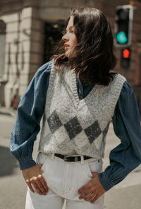 Petite Studio's Danica Knitted Alpaca Vest in Gray