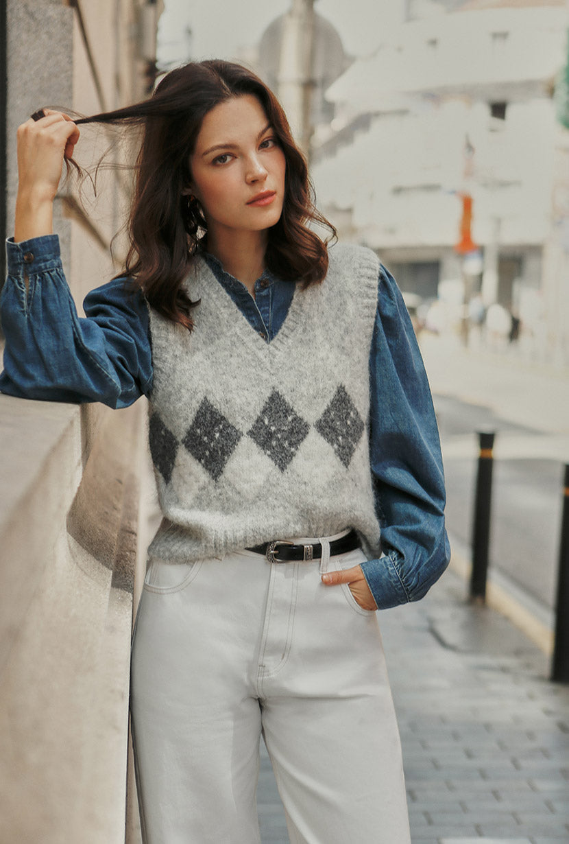 Petite Studio's Danica Knitted Alpaca Vest in Gray