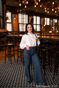 Petite Studio NYC's Sevilla High Rise Wide Leg Jeans in Vintage Indigo