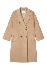 Petite Studio's Harriet Double-Breasted Wool Coat in Camel