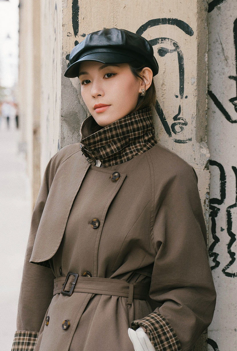 Petite Studio's Hagar Trench Coat in Olive Brown