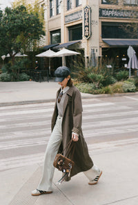 Petite Studio's Hagar Trench Coat in Olive Brown