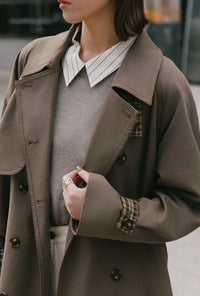 Petite Studio's Hagar Trench Coat in Olive Brown