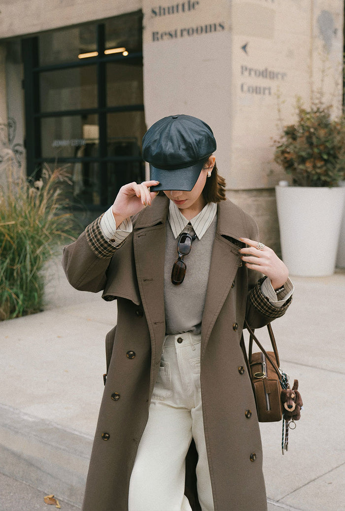 Petite Studio's Hagar Trench Coat in Olive Brown