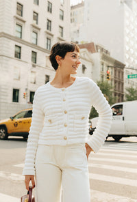 Petite Studio NYC's Cindy Cotton Cardigan in Ivory