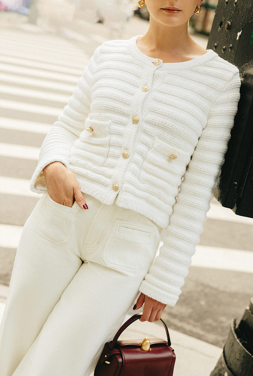 Petite Studio NYC's Cindy Cotton Cardigan in Ivory